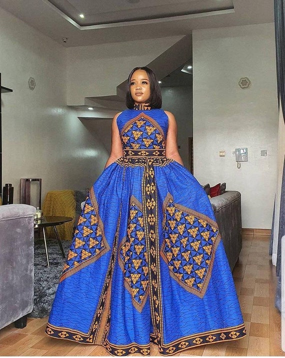 Royal blue dress, African clothing for women, African wear, Ankara dresses  for women,Ankara clothing,African dresses,African print