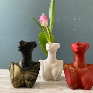 Woman bust vase / Face vase / half face stone pot / bust flowerpot / Body vase / concrete vase / gift / Woman head planter/ body planter