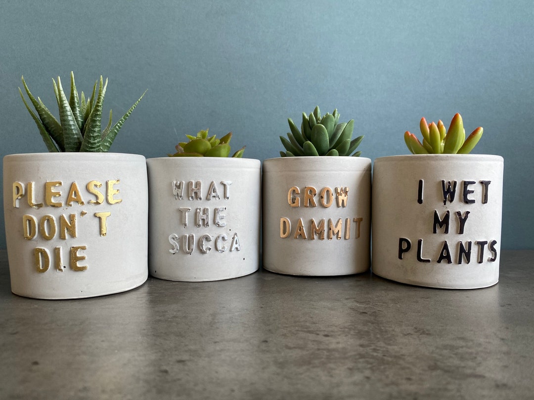 Funny Personalised Planters, Message Planter, Concrete Plant Pots UK