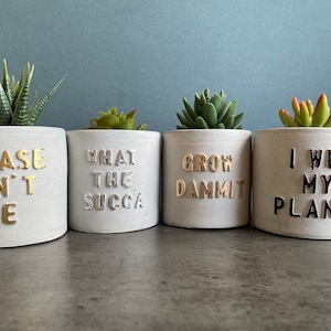 Funny personalised planters, message planter, Concrete plant pots UK, unique gifts, handmade plant pot, gift for her, planters and pots