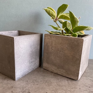 Square concrete plant pot, natural stone planter, concrete cube indoor planter, concrete storage plant pot, concrete planters UK