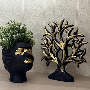 Woman face head stone planter pot, Angel flower pot, Goddess planters, concrete indoor planter pot, concrete pots