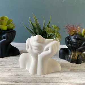Woman bust vase / Face vase / half face stone pot / bust flowerpot / Body vase / concrete vase / gift / Succulent woman head planter