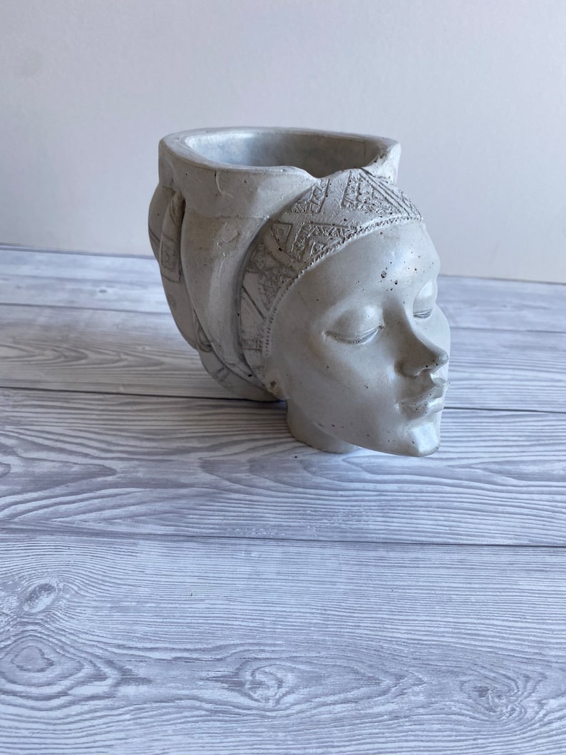 Woman Head Planter Pot /african Queen Pot/ Unique Planters UK/ Concrete