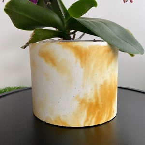 Large round concrete marble effect plant pot, natural stone planter, house plant pot, handmade planter