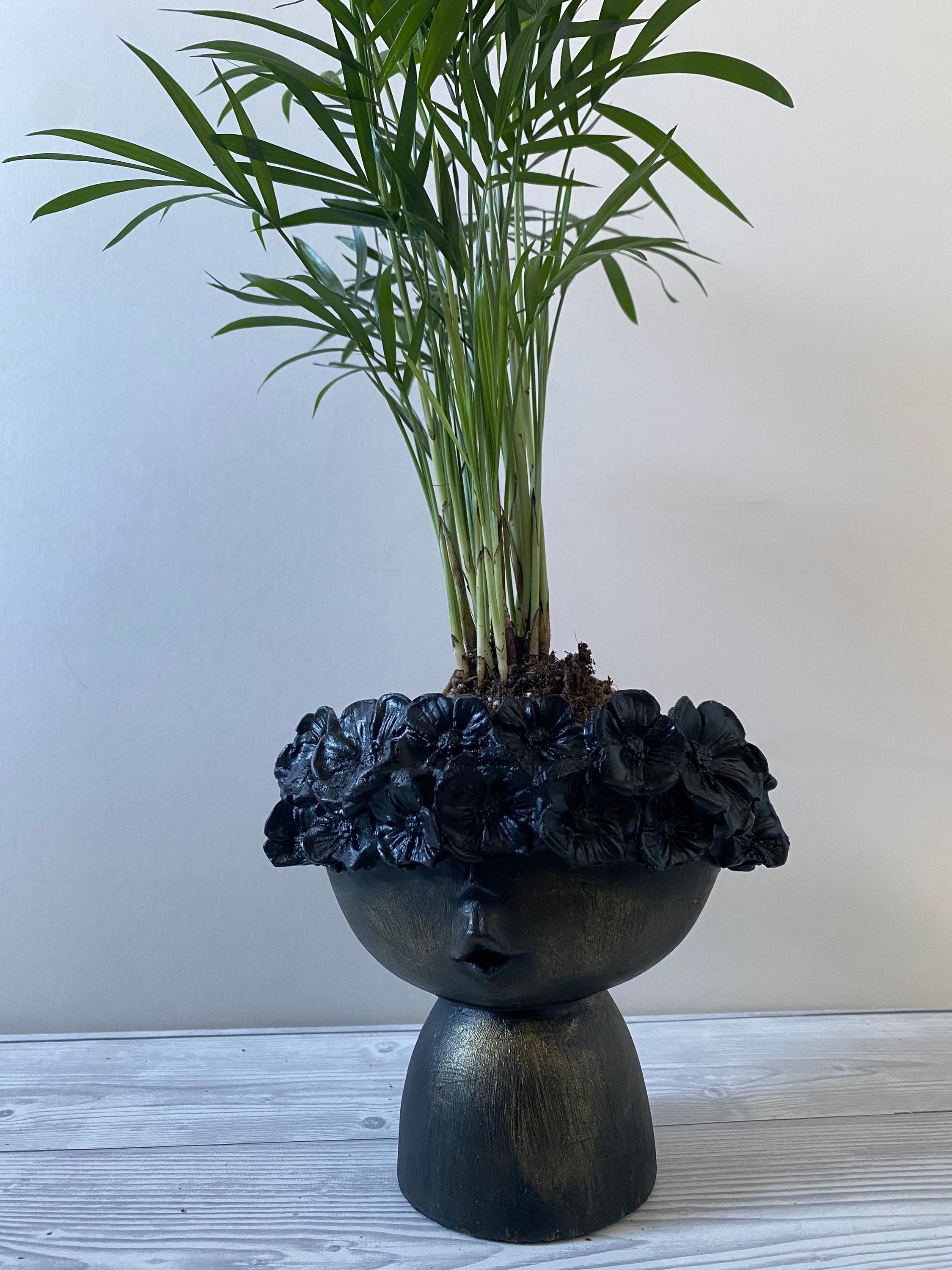 Head Planter Flower Face Concrete Planter Vase, Adorable Baby Face