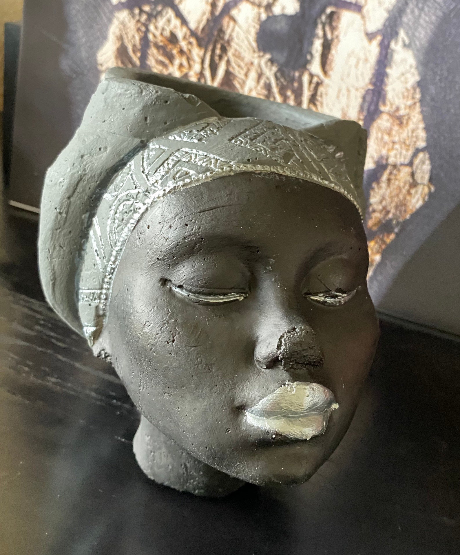 Woman Head Planter Pot /african Queen Pot/ Unique Planters UK/ Concrete