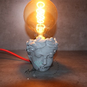 Goddess concrete led lamp, industrial designer lamp, concrete night led lamp, minimalist concrete decor, unique design bedside lamp