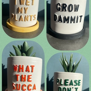 Funny personalised planters, message planter, Jesmonite plant pots, planters and pots, house planter pot, unique planters, handmade pots