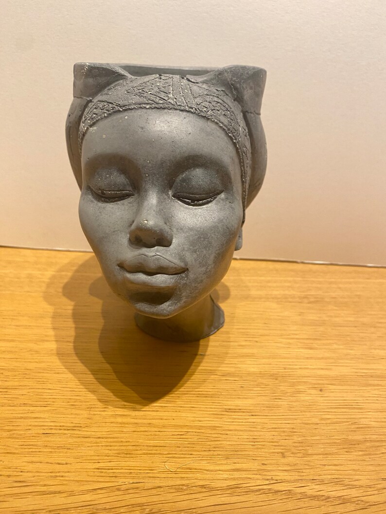 Woman Head Planter Pot /african Queen Pot/ Unique Planters UK/ Concrete