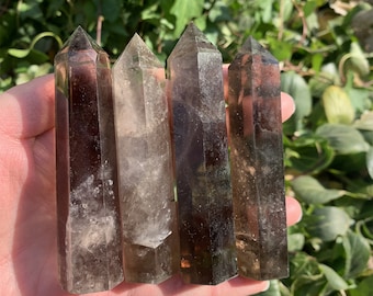 454 gms crystal/reiki/chakra/healing Large double terminated Smokey Quartz Tower/Point/Wand 1lb and 7 inches 