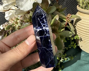 70mm+ Natural sodalite Obelisk,Crystal Obelisk,Crystal Wand Piont,Home Decoration,Crystal Tower,Reiki Healing,Crystal gift 1PC