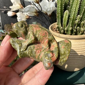 2.5" Natural unakite chameleon,Quartz Crystal lizard,Crystal animal carvings,Home Decoration,Crystal Gifts,Energy Crystals,Crystal Heal 1PC