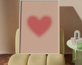 Heart Aura Wall Art, Preppy Poster, Heart Spiritual Wall Art, Gift For Girls, Cute Wall Art Dorm Room, Girly Poster (Digital Download)