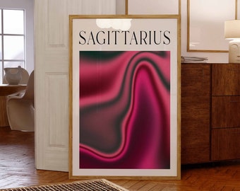 Wydruk Aury Strzelca, Prezent Strzelca, Gradient Aury Ścienna Sztuka, Gradient Kolorów, Plakat Urodzinowy Do Wydrukowania, Estetyczny Plakat Do Sypialni