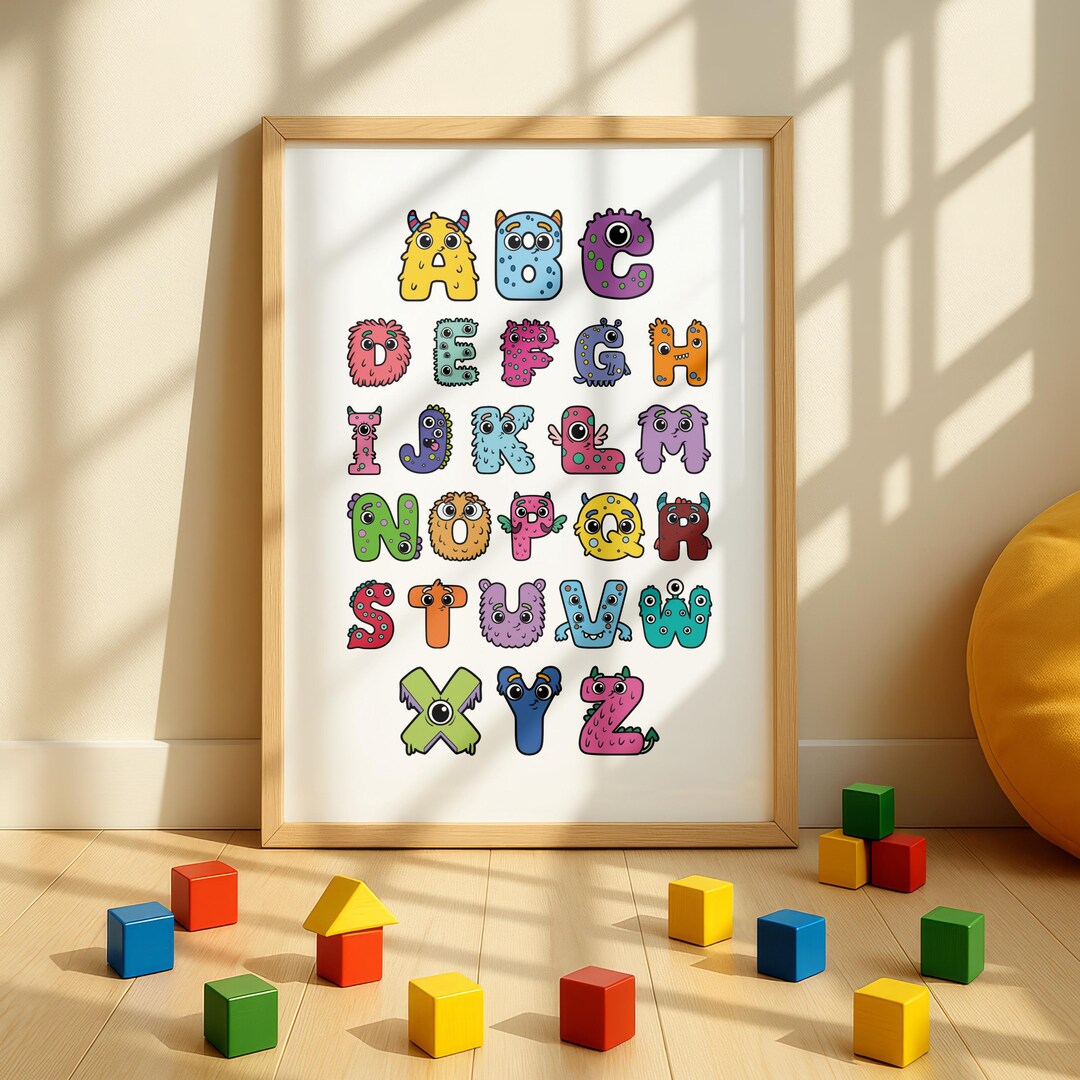 Alphabet Poster | Colorful ABC Wall Art Kids | Nursery & Playroom Decor ...