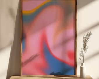 Arte mural con degradado arcoíris, lámina abstracta, lámina con efecto aura, póster bohemio espiritual, espacios de meditación y sanación, decoración para estimular la dopamina (descarga digital).