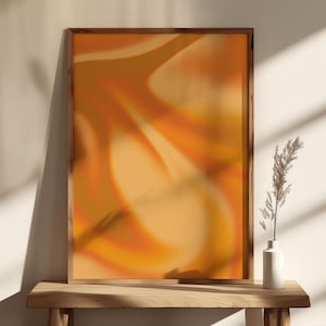 Golden Orange Abstract Wall Art – Grainy Texture Digital Download – Warm Gradient Aura Print for Earthy Modern Decor - Yoga Room Decor