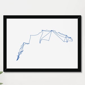 Genfer See Lac Leman Fähre Linien Karte Poster Print (Instant Digital Download)