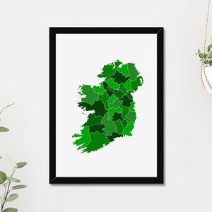 Irland 32 Grafschaften Irland Minimalist Print Karte (Instant Digital Download)