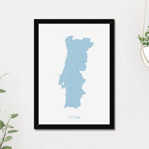 Portugal Roads Minimalist Print Map (Instant Digital Poster Download)