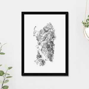 Sardinia Contour Lines Topographic Map (Instant Digital Download)