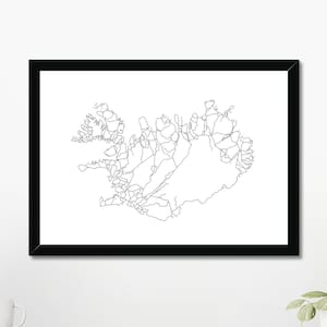 Islande Ring Road Map Print (Téléchargement instantané de l'affiche numérique)