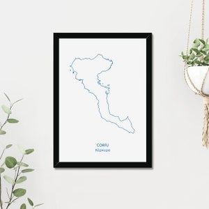 Korfu Kerkyra griechische Insel Minimalist Karte Poster (Instant Digital Print Download).