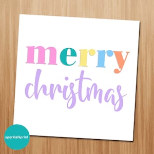 Merry Christmas SQUARE TAG, afdrukbare cookie-tag, instant download kerstvakantie-tag, cadeau-tag, minimalistische vakantie-tag