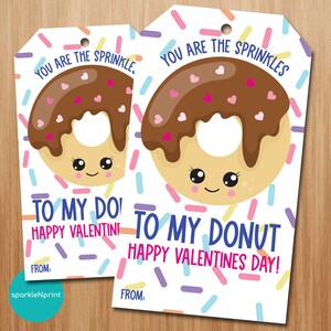 You&#39;re the Sprinkles to My Donut Gift Tag, Funny Gift Tag, Valentine&#39;s Day Tag, Digital Download, Printable, Kawaii, Happy Valentine&#39;s Day