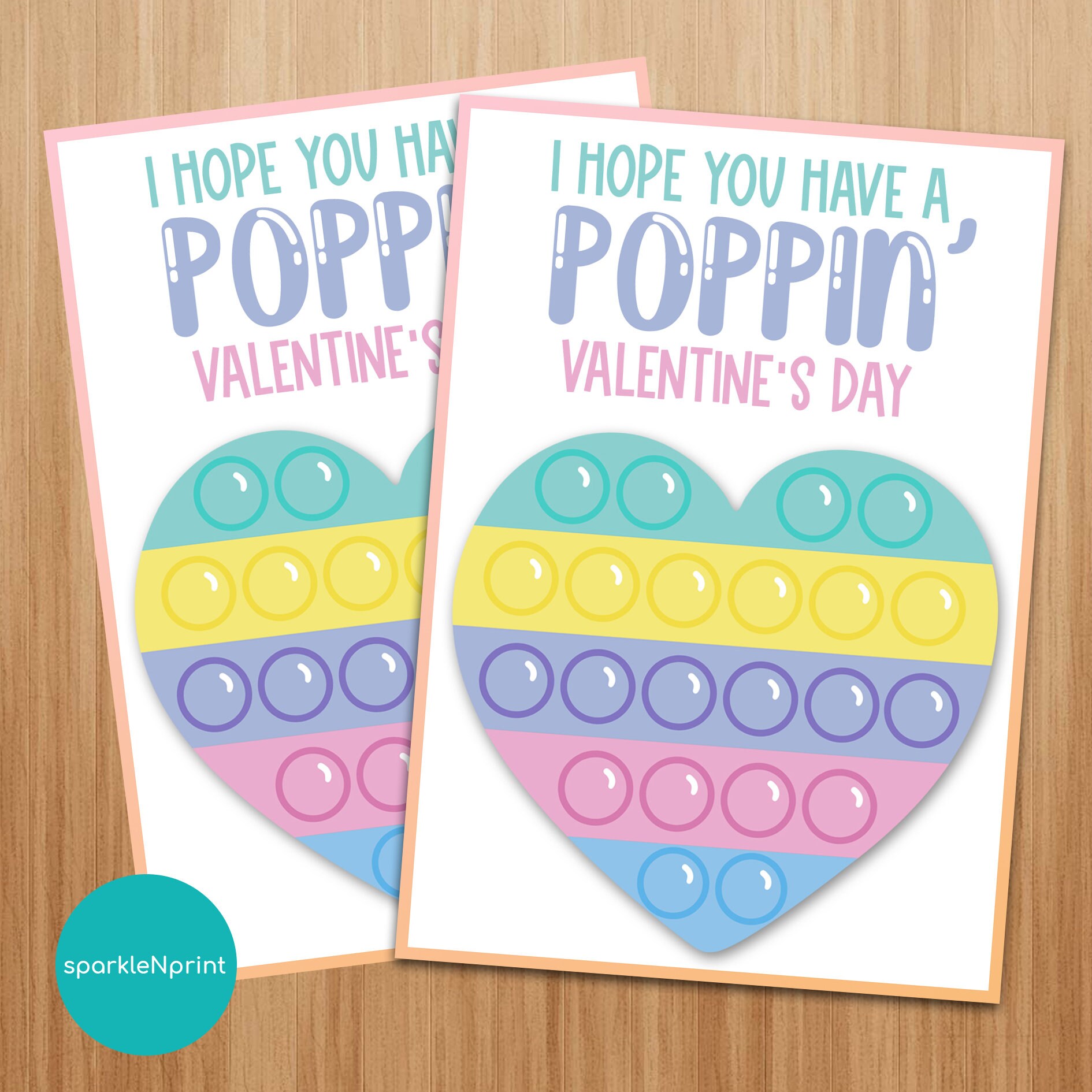 Valentines Printable Mini Cookie Card 3.5" X 5" - Valentines Cookie Card,  I Hope You Have a Poppin Valentine's Day Cookie Card, Cookie Tag