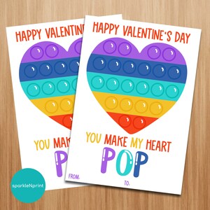 Valentines Printable Cookie Card 5&quot; X 3.5&quot; - You make my Heart Pop, Valentine Cookie Tags, Cookie Cards, Pop it, Happy Valentine&#39;s Day