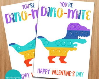 Valentines Printable Mini Cookie Card 3.5&quot; X 5&quot; - Your&#39;re Dino-Mite Valentines Cookie Card, Valentine Cookie Tags