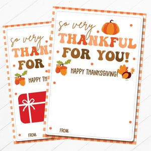 PRINTABLE So Very Thankful for You Gift Card Holder - Thanksgiving Card - Teacher Thank You - Staff Appreciation - Printable Giftcard Holder