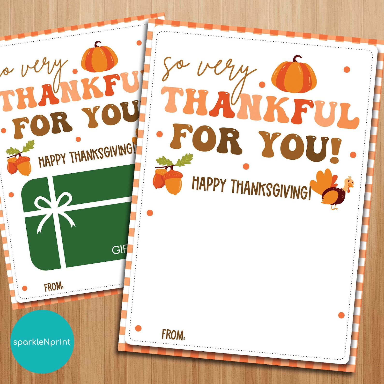 PRINTABLE so Very Thankful for You Gift Card Holder - Thanksgiving Card ...