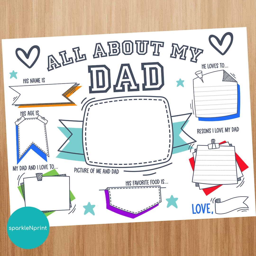 Father’s Day Printable Coloring Page | Printable All About Dad Fill in ...