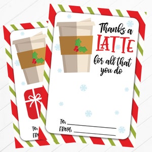 DRUCKBARE Dank eines Latte-Kaffee-Geschenkkartenhalters - Chef-Tageskarte - Lehrer-Dankeschön - Mitarbeiter-Anerkennung - Mitarbeiter-Personal-Kunde-Kunde