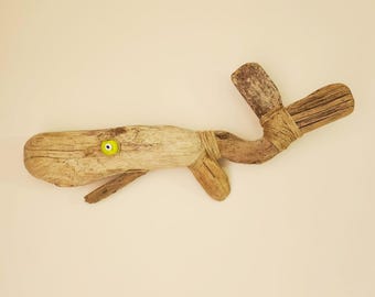 Driftwood Whale Wall Art: Nautical Beach House Decor