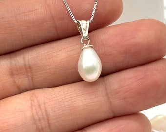 Teardrop Pearl Necklace, Summer Pearl Necklace, Minimalist Simple Necklace, Birthday Gift for Teenagers, Gift for Daughter