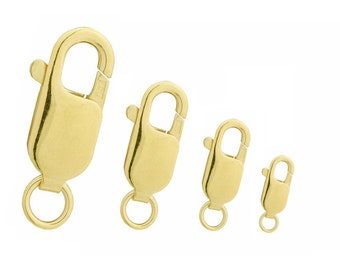 May include: Four gold-toned lobster clasps of different sizes. The clasps are used for jewelry making.