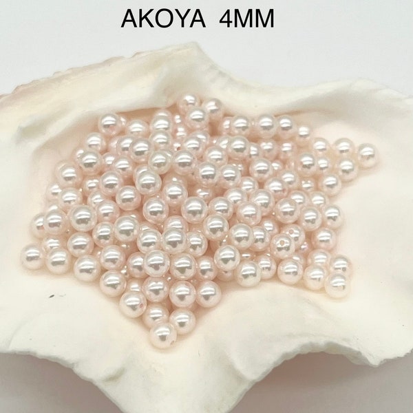 Akoya Saltwater Pearl, 3mm-5.5mm  Small Japanese Pearl, Perfect Full Round, Good Lustre, Half Drilled, DIY Jewelry Supplies