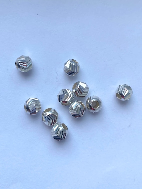 Jewellery Beads Spacer, 925 Sterling Silver, Shiny Diamond Cut