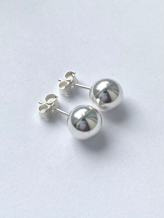 [PRIMAUTE] 925Silver☆GLAM BALL Earrings 925 Sterling Silver Round Ball Stud Earrings 12MM Free