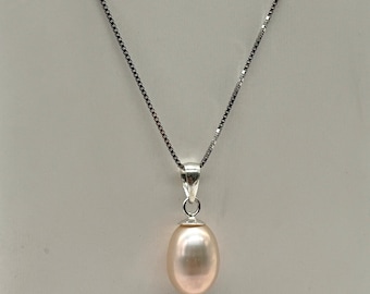 Pink Teardrop Pearl Necklace, Summer Pearl Necklace, Minimalist Simple Necklace, Birthday Gift for Teenagers, Affordable Gift for Daughter