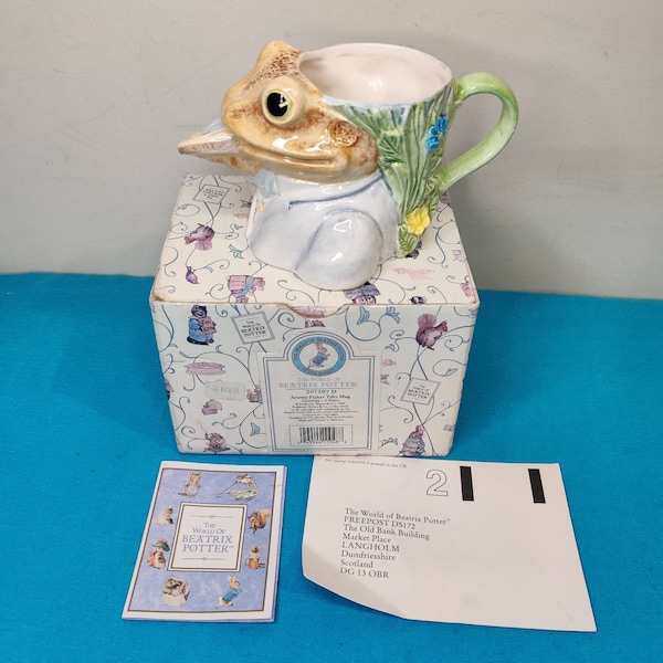 Enesco Beatrix Potter Jeremy Fisher 3D Nouveauté Mug Café Thé 1996 millésime Rare