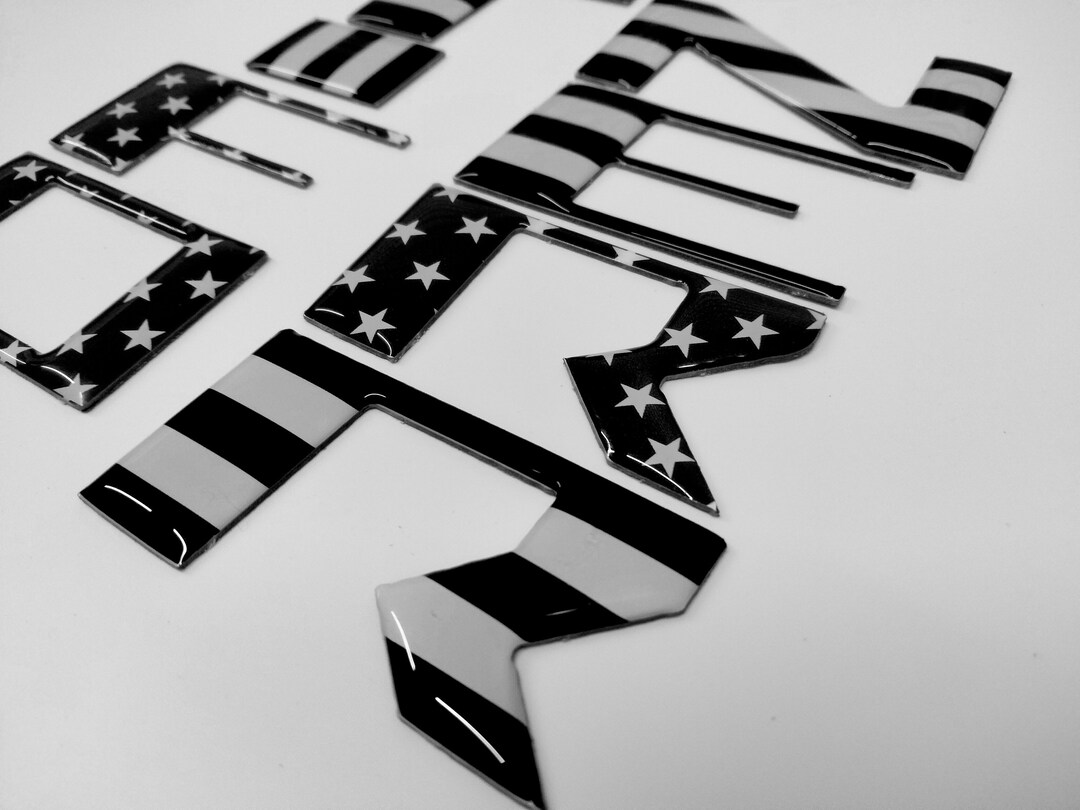 AFX 3D Domed Tailgate Letters For Chevy Colorado (2021-2022) – American Flag Blackout Design – Glossy/Matte Finish – Emblem Decals