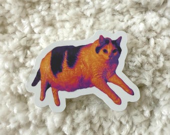 Doorzichtige kattensticker van Technicolor Dreamboat Cat