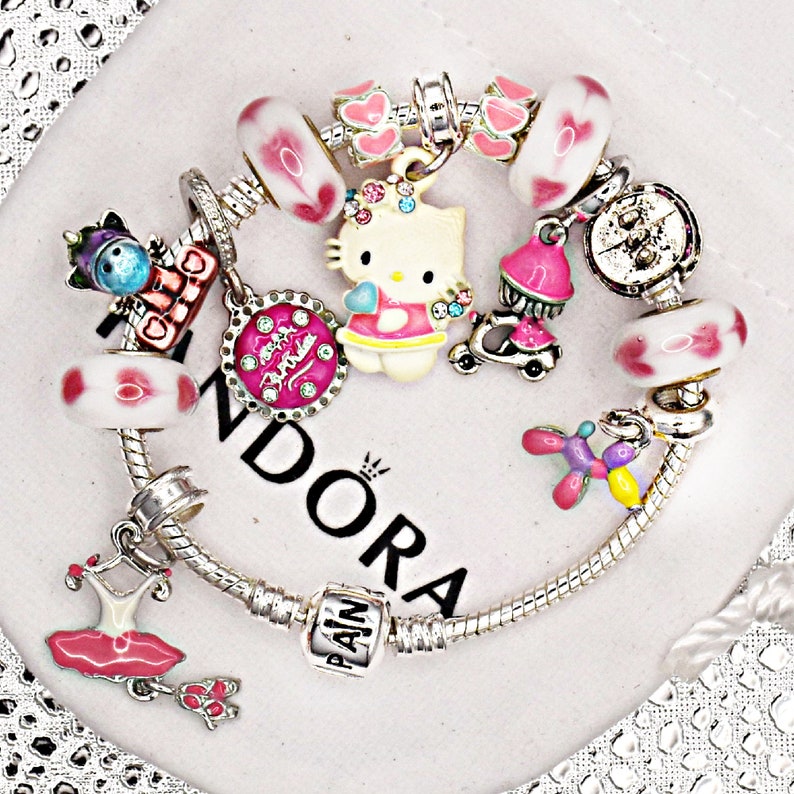 Pandora Bracelet With 3D Hello Kitty Dangle and Kitty Charms Etsy