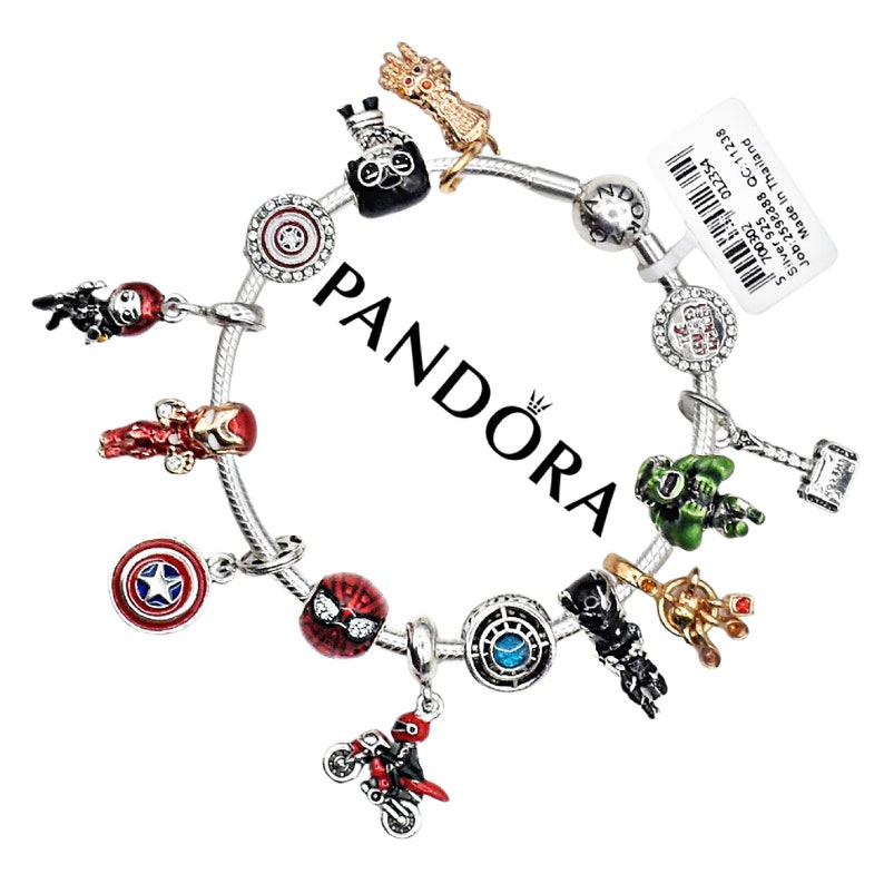Pulsera Pandora con Charms Marvel Spiderman Vengadores Etsy España