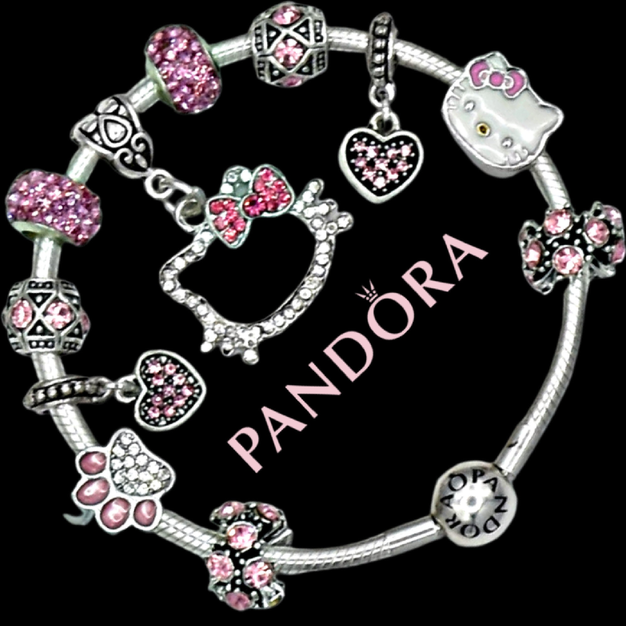 Pandora Bracelet With Pink Hello Kitty Rhinestone Dangle and Etsy